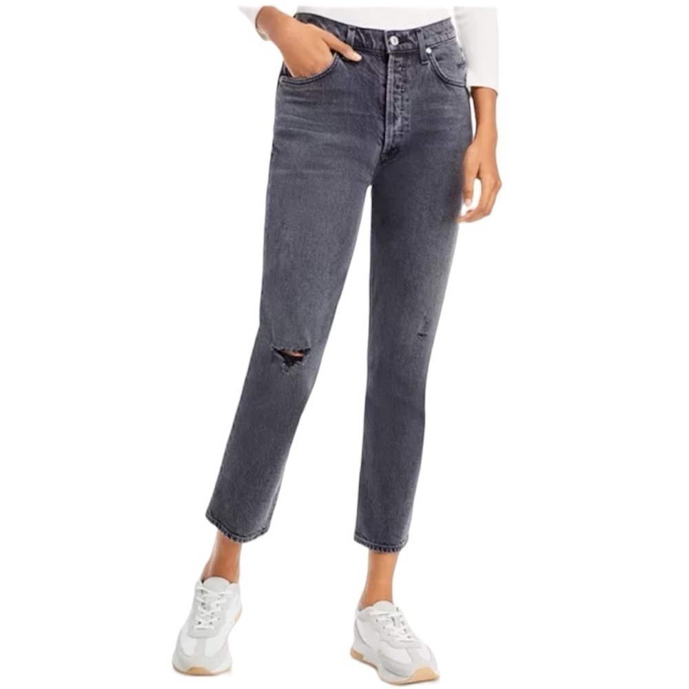 Citizens Of Humanity Jolene Black Wash Denim Vintage Slim Leg Ankle Jeans